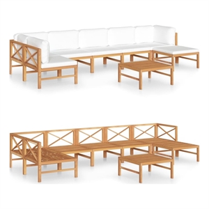 Afuera Living 8 Piece Wood Garden Lounge Set in Cream/Natural