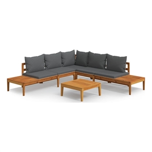 Afuera Living 4 Piece Solid Acacia Wood Garden Lounge Set in Gray/Natural