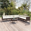 Afuera Living 9 Piece Poly Rattan Garden Lounge Set in Brown/Cream