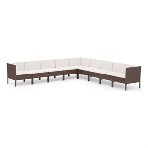 Afuera Living 9 Piece Steel Large Garden Lounge Set in Brown/Cream