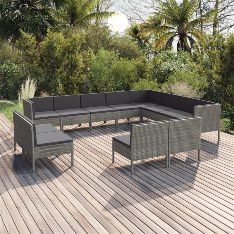 Afuera Living Contemporary Synthetic Poly Rattan  Garden Lounge Set in Gray