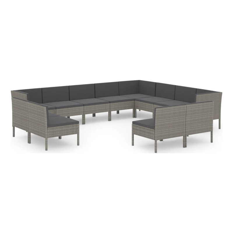 Afuera Living Contemporary Synthetic Poly Rattan  Garden Lounge Set in Gray