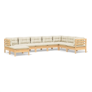 Afuera Living Contemporary 8 Piece Wood Garden Lounge Set in Cream