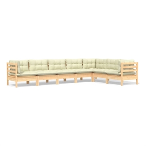 Afuera Living 7 Piece Wood Garden Lounge Set in Cream/Natural