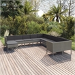 Afuera Living 11 Piece Poly Rattan Garden Lounge Set in Gray
