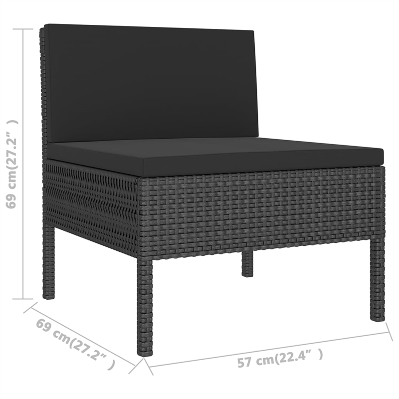 Afuera Living 7 Piece Poly Rattan Garden Lounge Set in Black