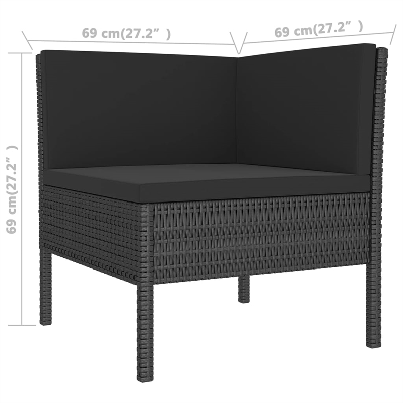 Afuera Living 7 Piece Poly Rattan Garden Lounge Set in Black