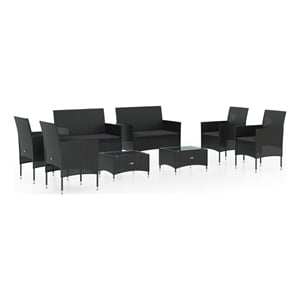 Afuera Living Contemporary 8 Piece Garden Lounge Set in Black