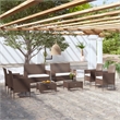 Afuera Living 8 Piece Poly Rattan Small Garden Lounge Set in Brown