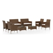 Afuera Living 8 Piece Poly Rattan Small Garden Lounge Set in Brown