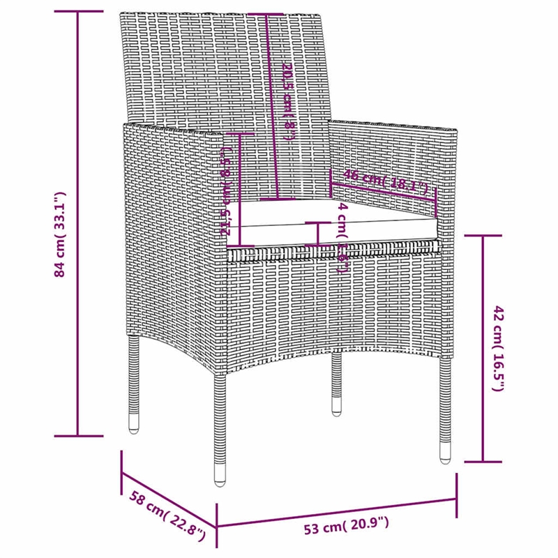 Afuera Living Contemporary Synthetic Poly Rattan  Garden Lounge Set in Black