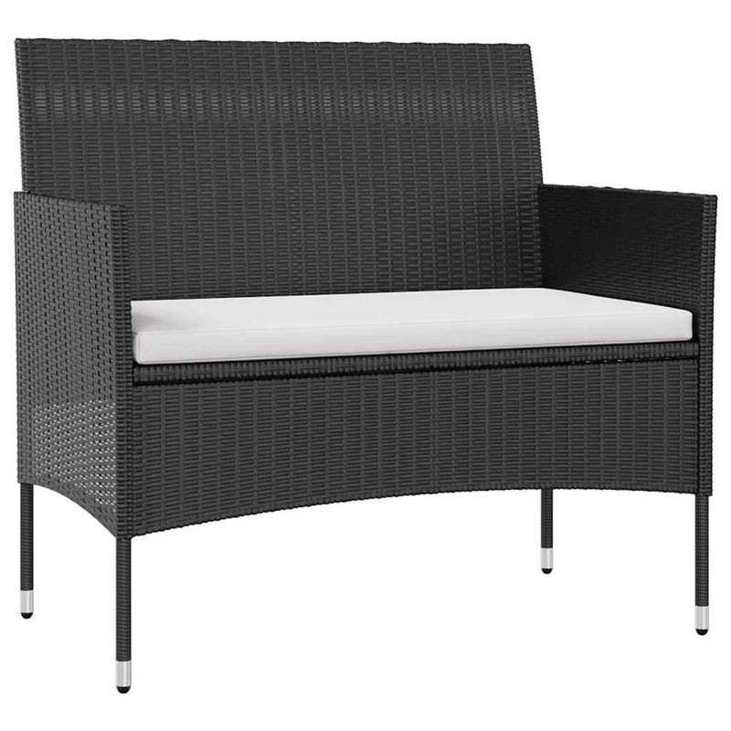 Afuera Living Contemporary Synthetic Poly Rattan  Garden Lounge Set in Black