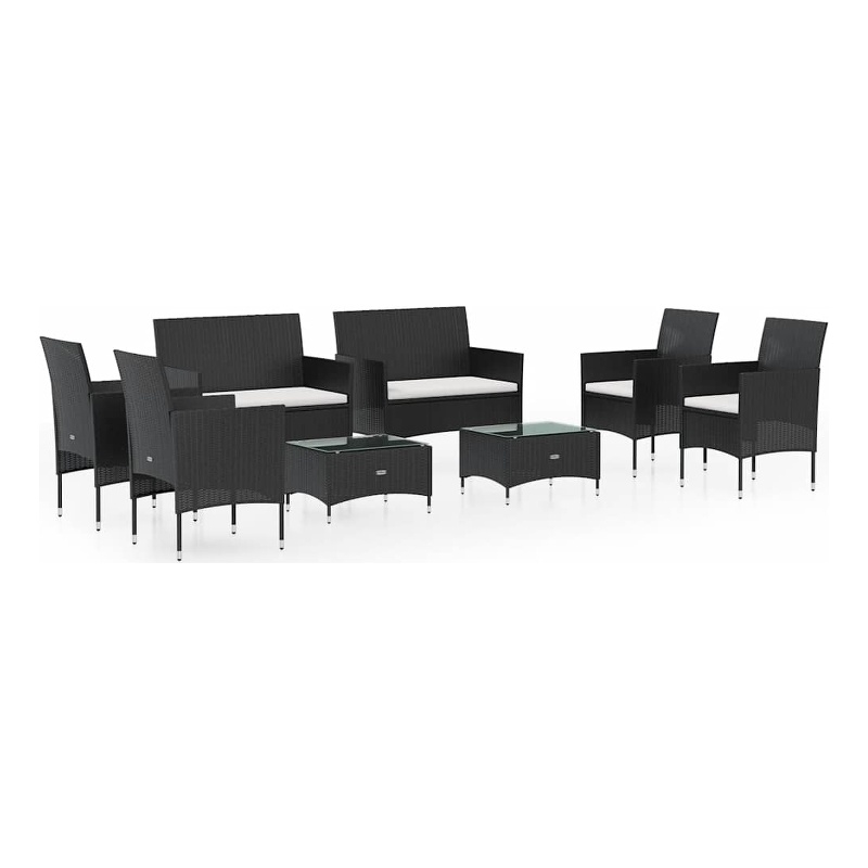Afuera Living Contemporary Synthetic Poly Rattan  Garden Lounge Set in Black