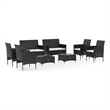 Afuera Living Contemporary Synthetic Poly Rattan  Garden Lounge Set in Black