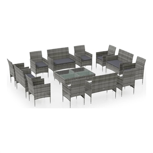 Afuera Living 16 Piece Steel Large Garden Lounge Set in Gray