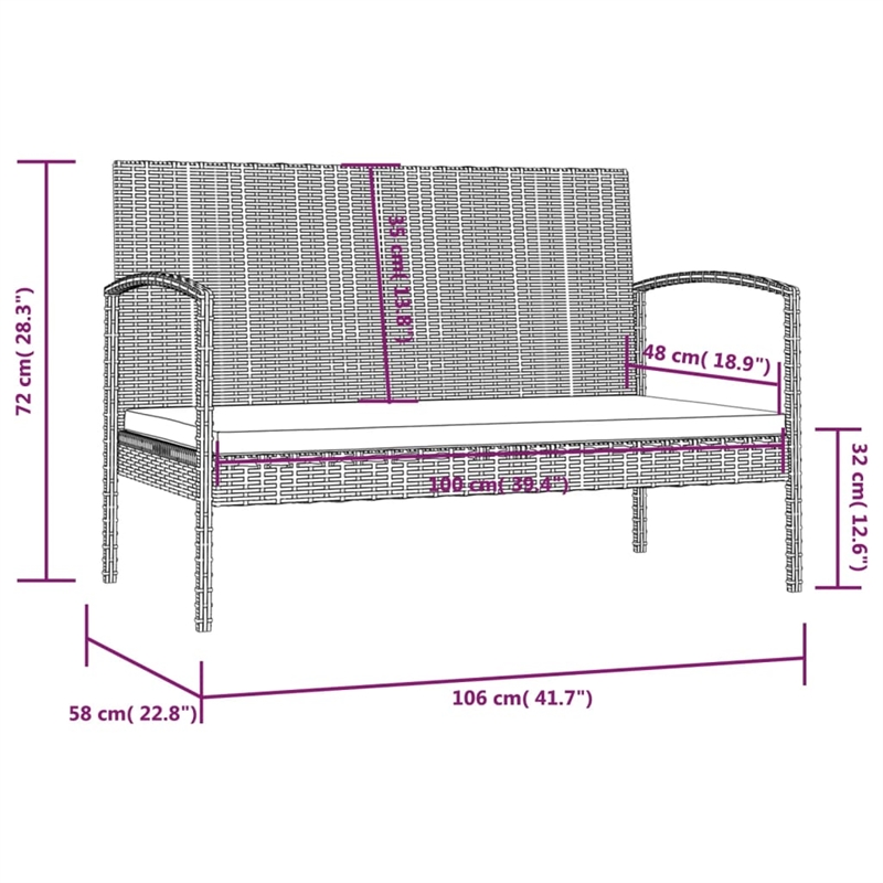 Afuera Living 8 Piece Poly Rattan Garden Lounge Set in Black