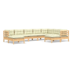 Afuera Living Contemporary 9 Piece Wood Garden Lounge Set in Cream