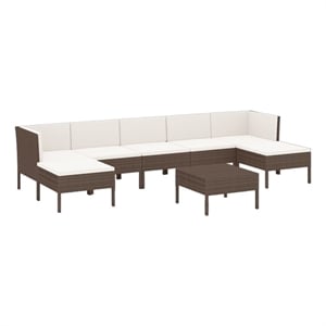 Afuera Living Contemporary 8 Piece Garden Lounge Set in Brown/Cream