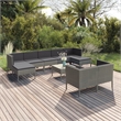 Afuera Living 10 Piece Poly Rattan Garden Lounge Set in Gray
