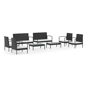 Afuera Living Contemporary 8 Piece Steel Garden Lounge Set in Black