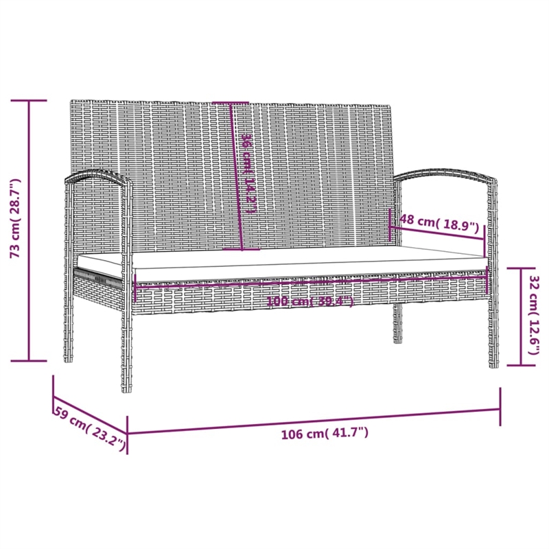 Afuera Living 8 Piece Poly Rattan Garden Lounge Set in Brown/Cream