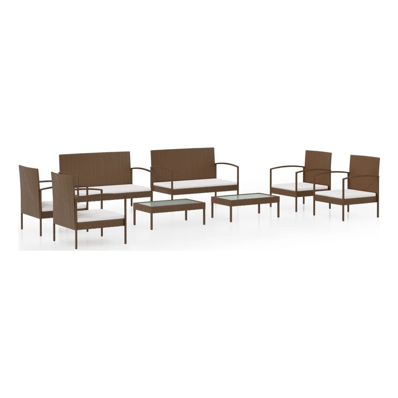 Afuera Living 8 Piece Poly Rattan Garden Lounge Set in Brown/Cream