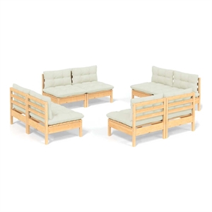 Afuera Living 8 Piece Wood Standard Garden Lounge Set in Cream