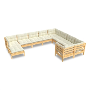 Afuera Living Contemporary 10 Piece Wood Garden Lounge Set in Cream