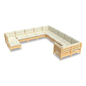 Afuera Living Contemporary 11 Piece Wood Garden Lounge Set in Cream