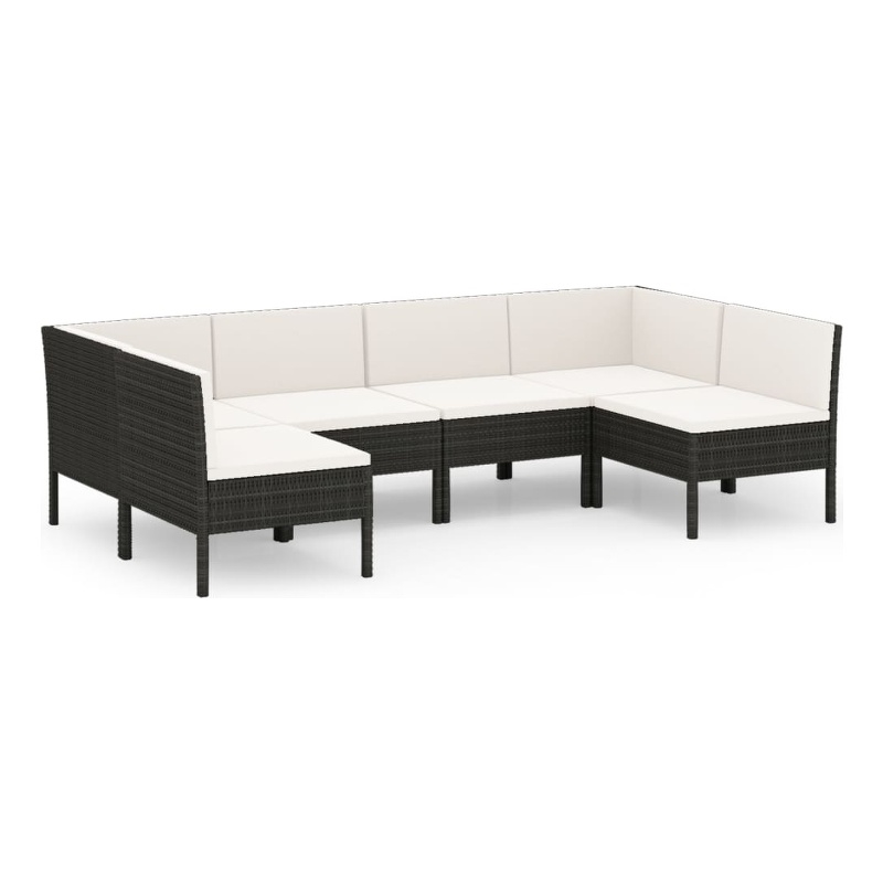 Afuera Living 6 Piece Poly Rattan Garden Lounge Set in Black