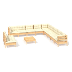 Afuera Living Contemporary 12 Piece Wood Garden Lounge Set in Cream