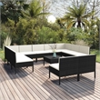 Afuera Living 12 Piece Poly Rattan Large Garden Lounge Set in Black