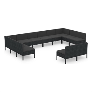 Afuera Living Contemporary 12 Piece Steel Garden Lounge Set in Black