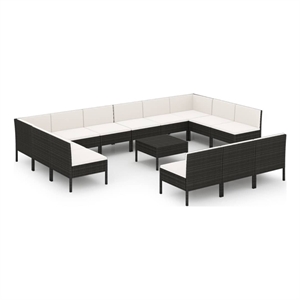 Afuera Living Contemporary Steel Garden Lounge Set in Black/Cream
