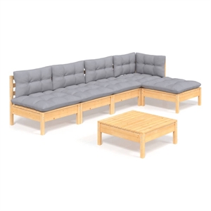 Afuera Living 6 Piece Wood Garden Lounge Set in Gray/Natural