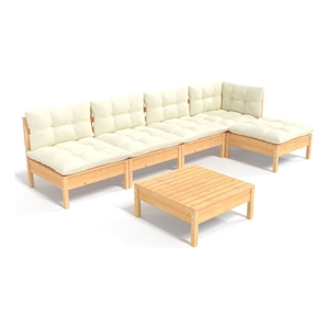 Afuera Living 6 Piece Wood Garden Lounge Set in Cream/Natural