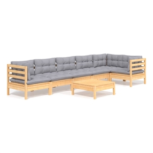 Afuera Living Contemporary 7 Piece Wood Garden Lounge Set in Gray