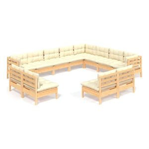 Afuera Living Contemporary Wood Medium Garden Lounge Set in Cream