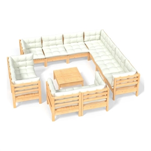 Afuera Living 12 Piece Wood Medium Garden Lounge Set in Cream