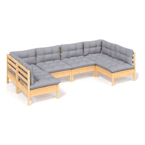 Afuera Living Contemporary 6 Piece Wood Garden Lounge Set in Gray