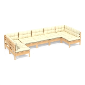 Afuera Living 7 Piece Wood Garden Lounge Set in Cream/Natural