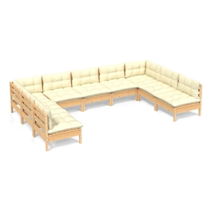 Afuera Living Contemporary 9 Piece Wood Garden Lounge Set in Cream
