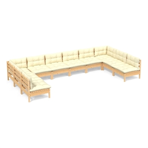 Afuera Living Contemporary 10 Piece Wood Garden Lounge Set in Cream