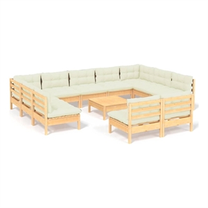 Afuera Living 12 Piece Wood Large Garden Lounge Set in Cream