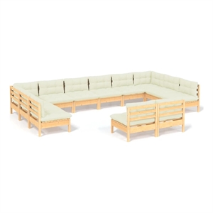 Afuera Living Contemporary 12 Piece Wood Garden Lounge Set in Cream