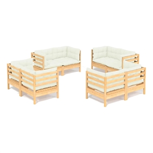 Afuera Living Contemporary 8 Piece Wood Garden Lounge Set in Cream