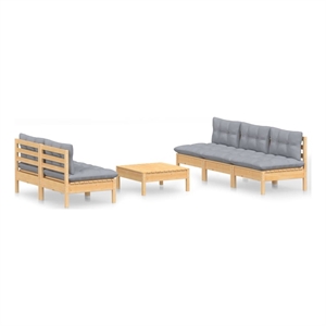 Afuera Living Contemporary 6 Piece Wood Garden Lounge Set in Gray