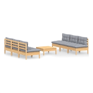 Afuera Living Contemporary 7 Piece Wood Garden Lounge Set in Gray