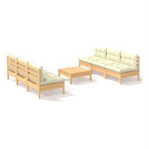 Afuera Living Contemporary 7 Piece Wood Garden Lounge Set in Cream