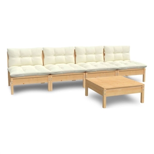Afuera Living Contemporary 5 Piece Wood Garden Lounge Set in Cream